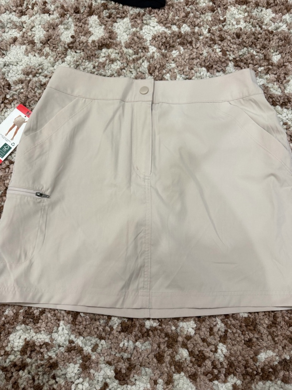 Light Beige Casual Skort with Zip Pocket